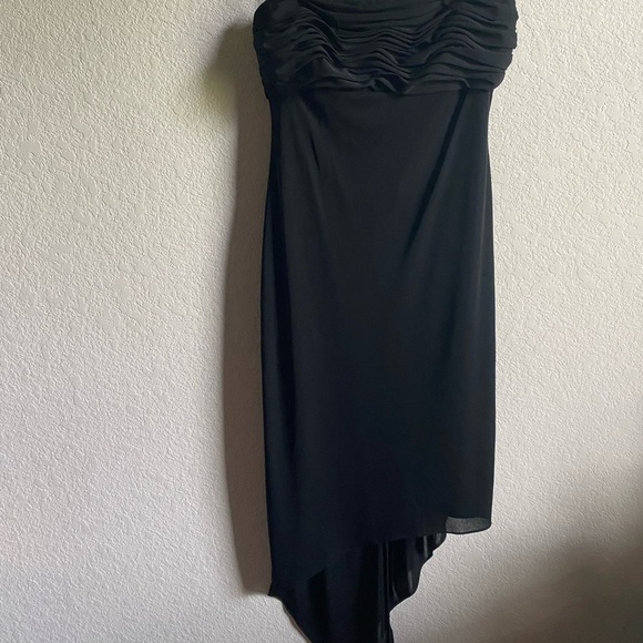 David Meister Y2K Milkmade Chiffon Black Asymmetrical Hem Cocktail Goth Dress 4 - Picture 2 of 13